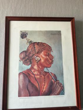 Afrikaans prent van Samburu krijger gemaakt door Joy Adamson