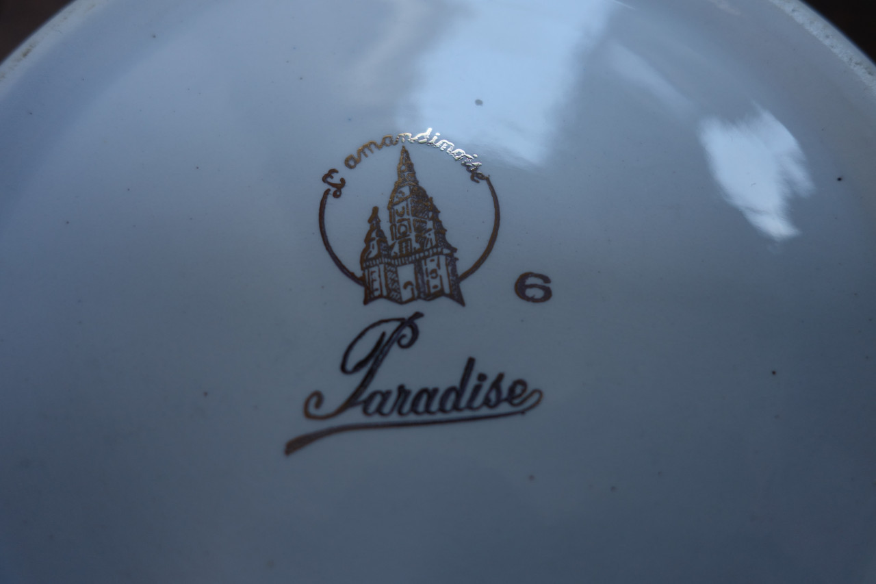 2 Retro Franse Ovale schalen "l'amandinoise".decor "Paradise"