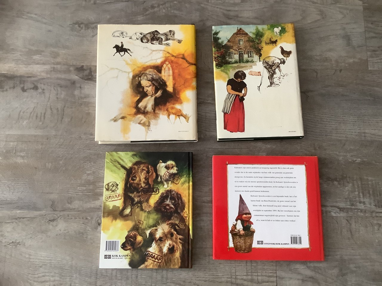 4x Rien Poortvliet - Hak/Tak, Hooi/Gras, Braaf, Kabouters Spreekwoorden