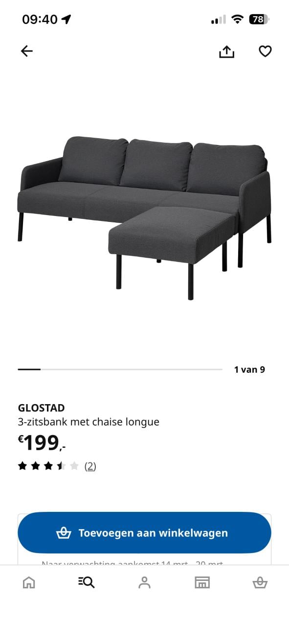 Zo goed als nieuwe grijze 3-zits bank met chaise longue te koop!