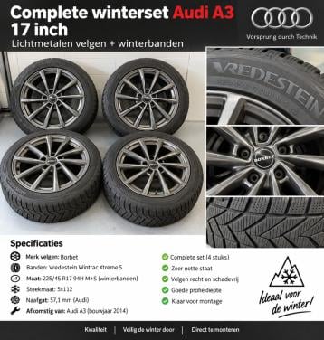 Complete 17 inch Borbet winterset – Vredestein – 225/45 R17 – Audi/VAG