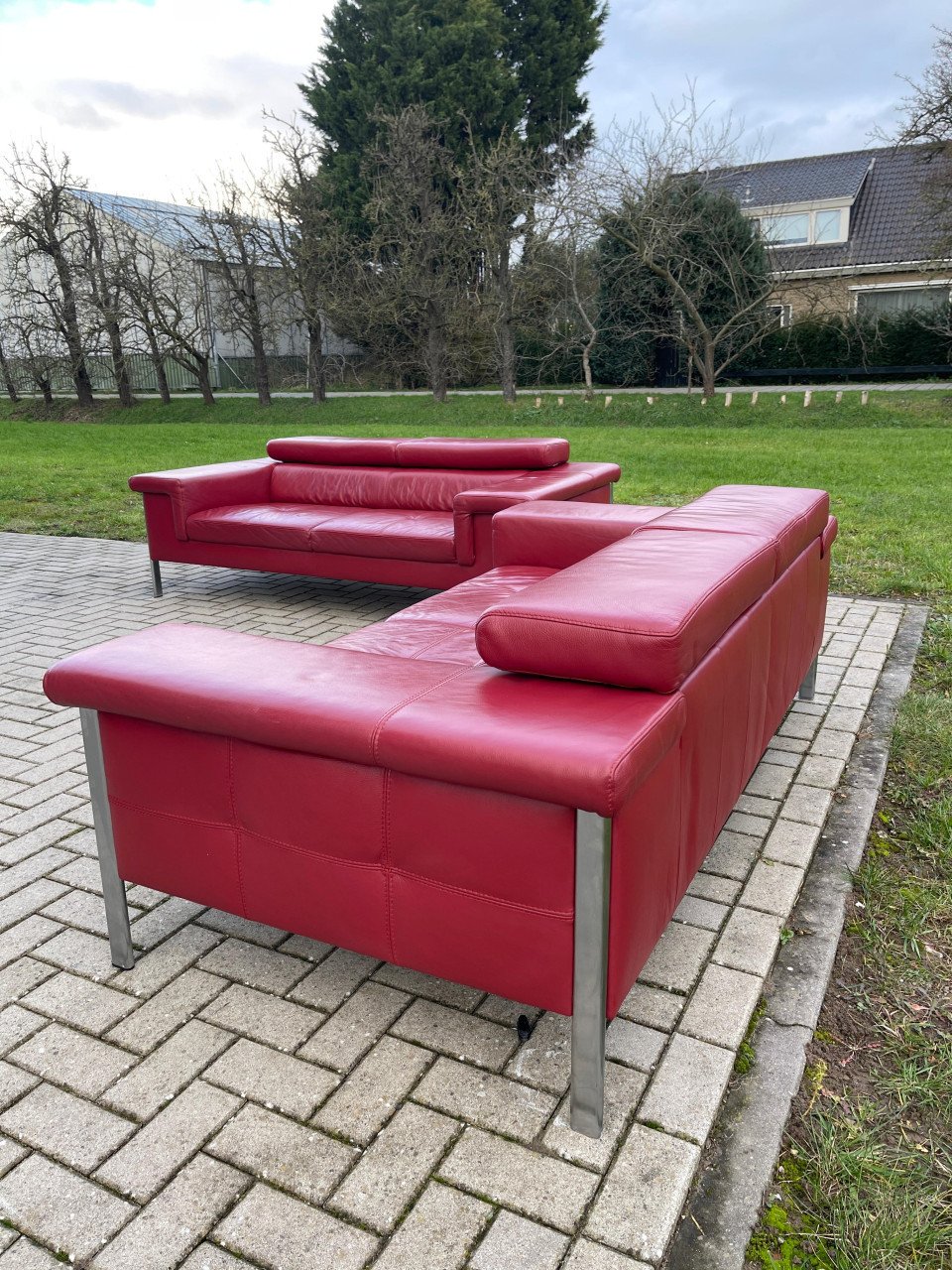 GRATIS LEVERING HEEL NL 2x Montel 3-zits Echt Leer Bankstel