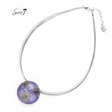 Halsketting met paarse ronde hanger