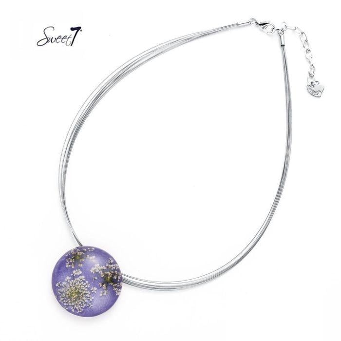 Halsketting met paarse ronde hanger