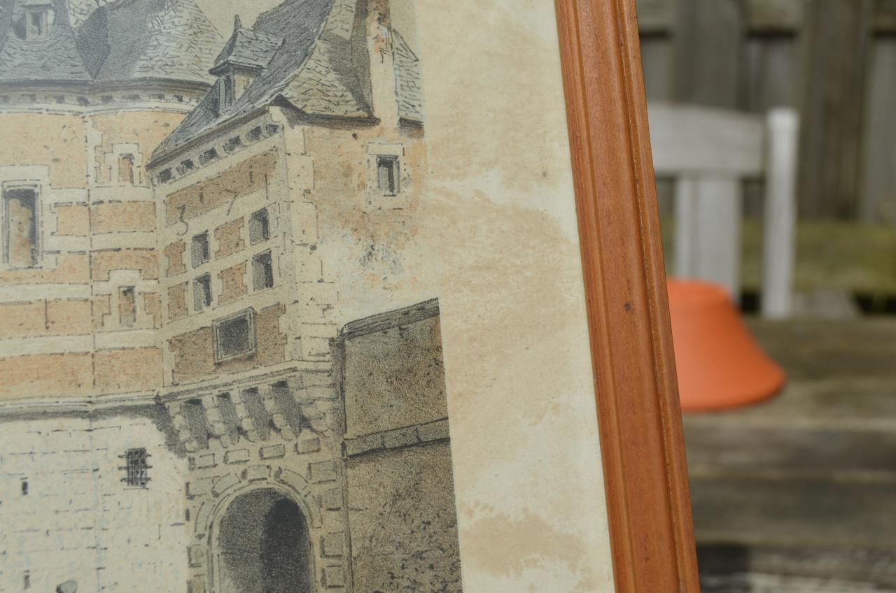 Belgische lithografische prenten van gebouwen (2)