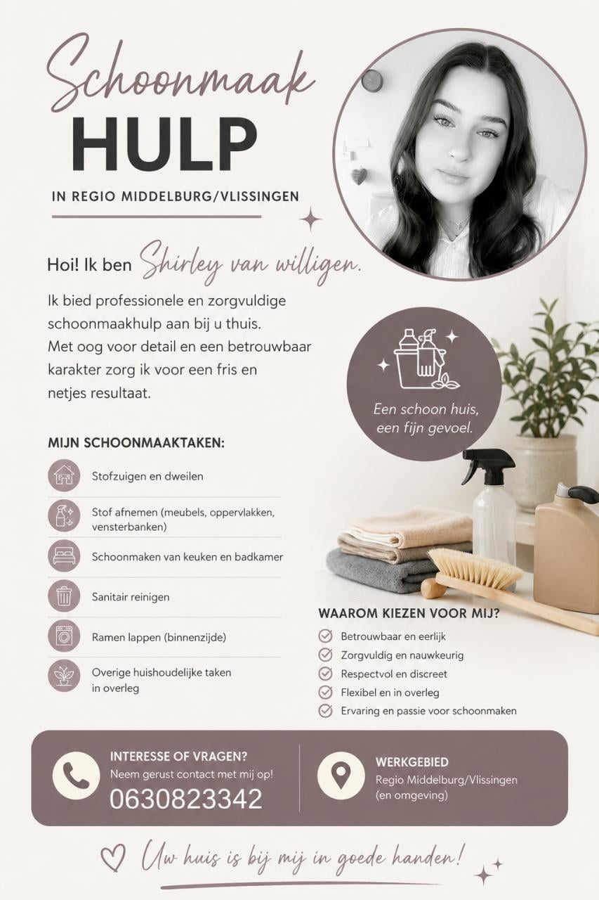 Schoonmaaker aangeboden