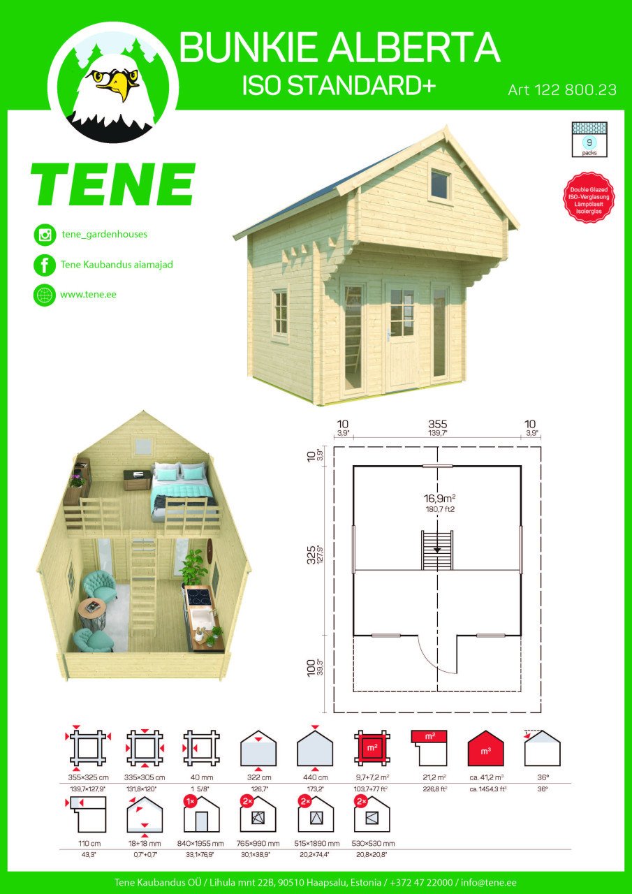 Tuinhuis model Bunkie Alberta, met zolder