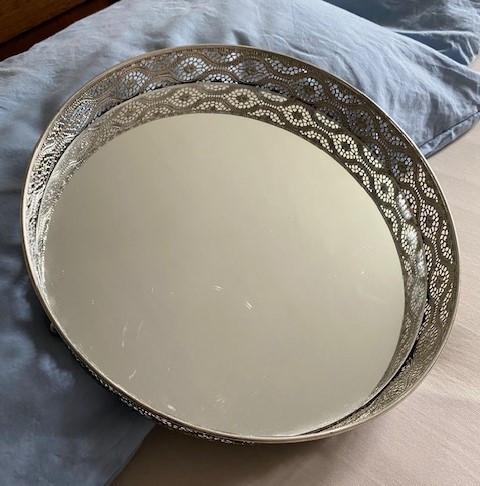 Decoratie blad met spiegel erin