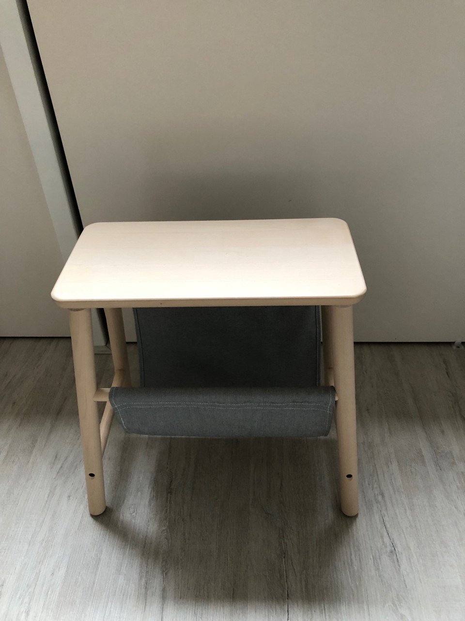 Ikea vilto opbergkrukje beuken met licht grijze stof