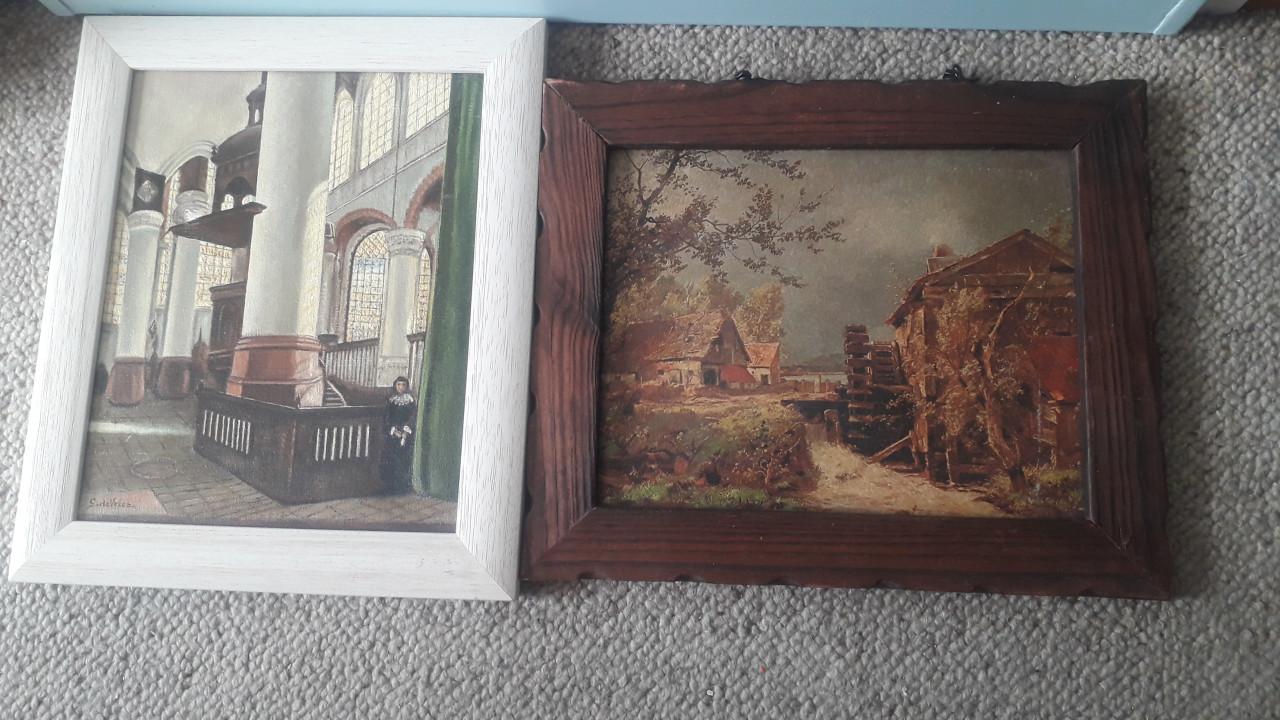 Partij tekeningen en schilderijtjes