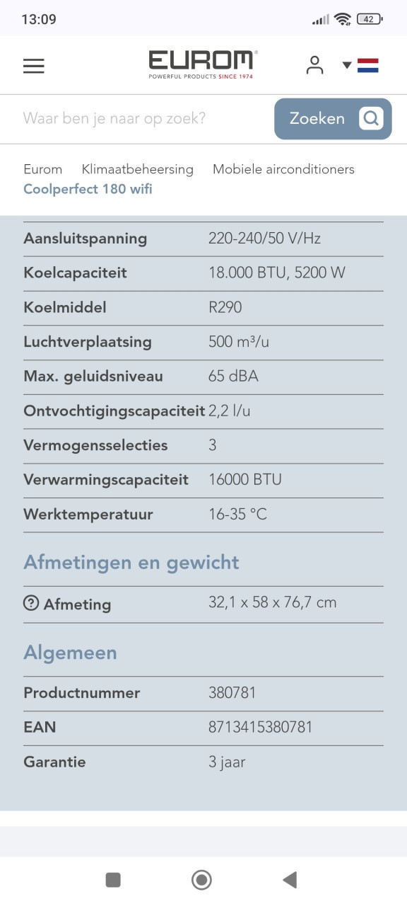 Mobiele airco, verwarmer, luchtontvochtiger