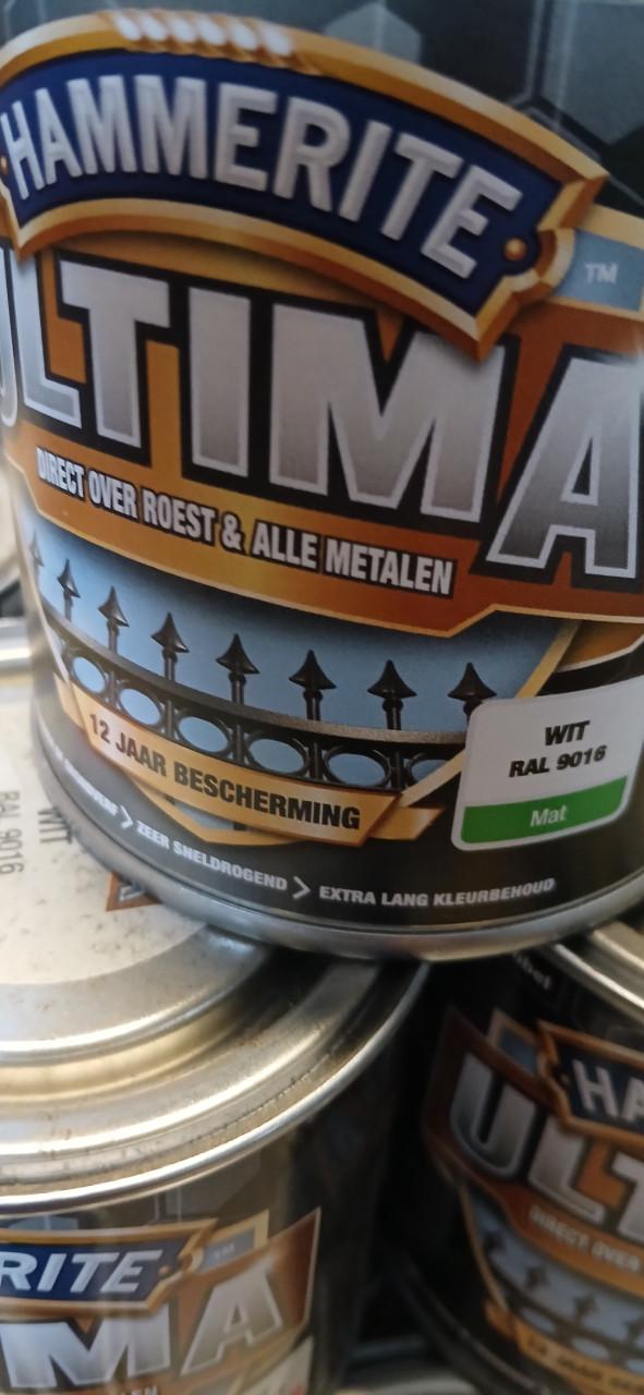 Hammerite metaallak 250ml in blauw rood groen zwart en wit