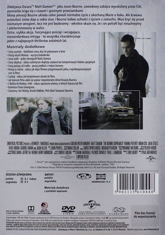 DVD The Bourne Supremacy ( 1 keer bekeken)