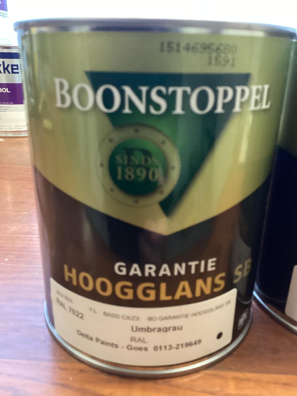 Boonstoppel SB hoogglans ral 7022, 2x1L samen €35