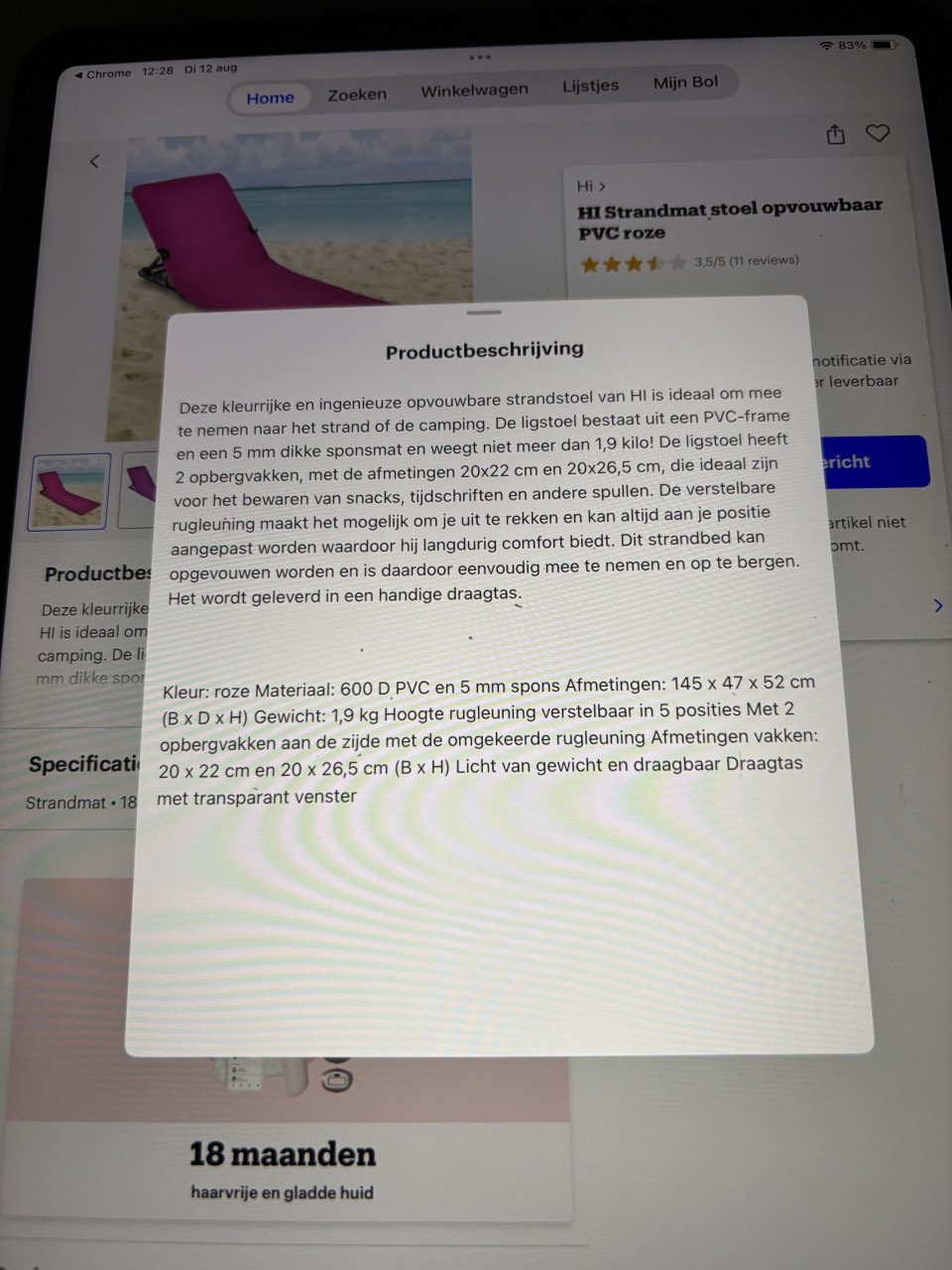 Strandmat stoel