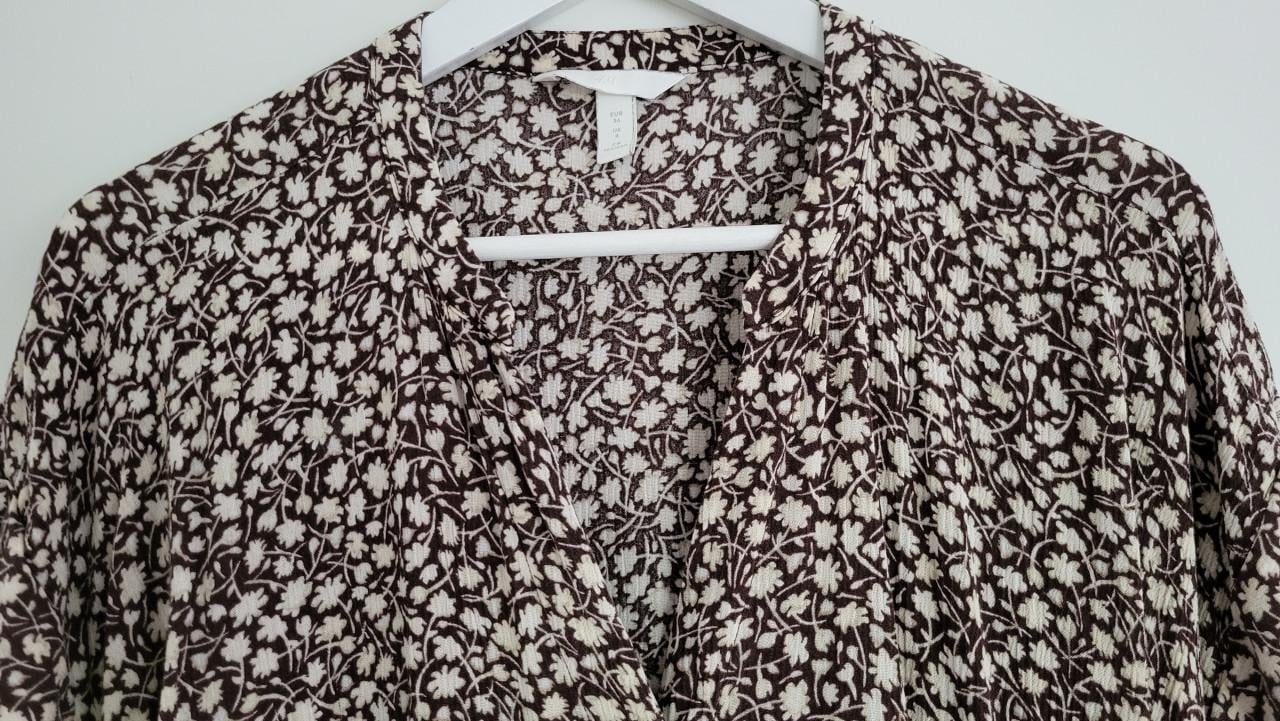H&M viscose blouse top donkerbruin mt 36