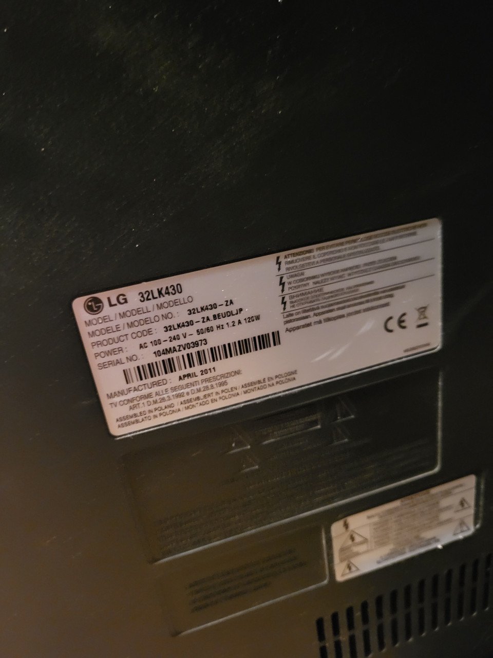 LG 32 inch full HD TV - prima staat