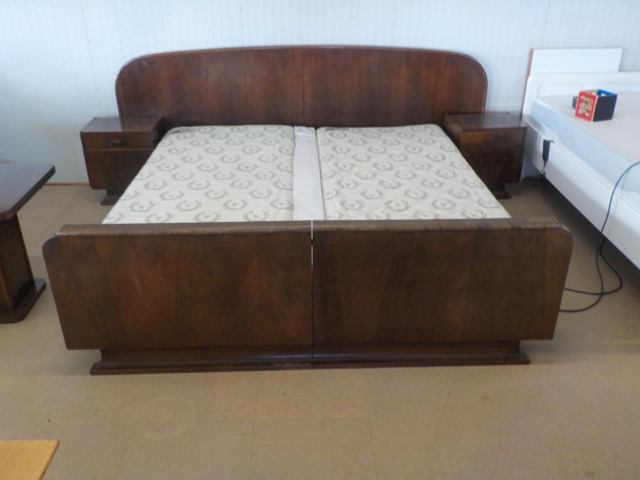 Mooie kwaliteit jaren '50 ledikant 180 x 200 cm + 2 bodems + 2 matrassen +