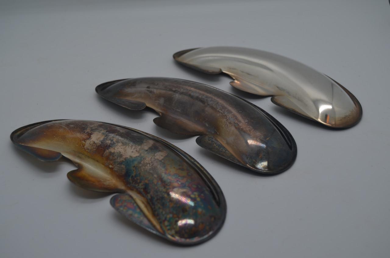 6 Verzilverde visgraatbakjes voor aan je bord. Sjiek-de-friemel dus.