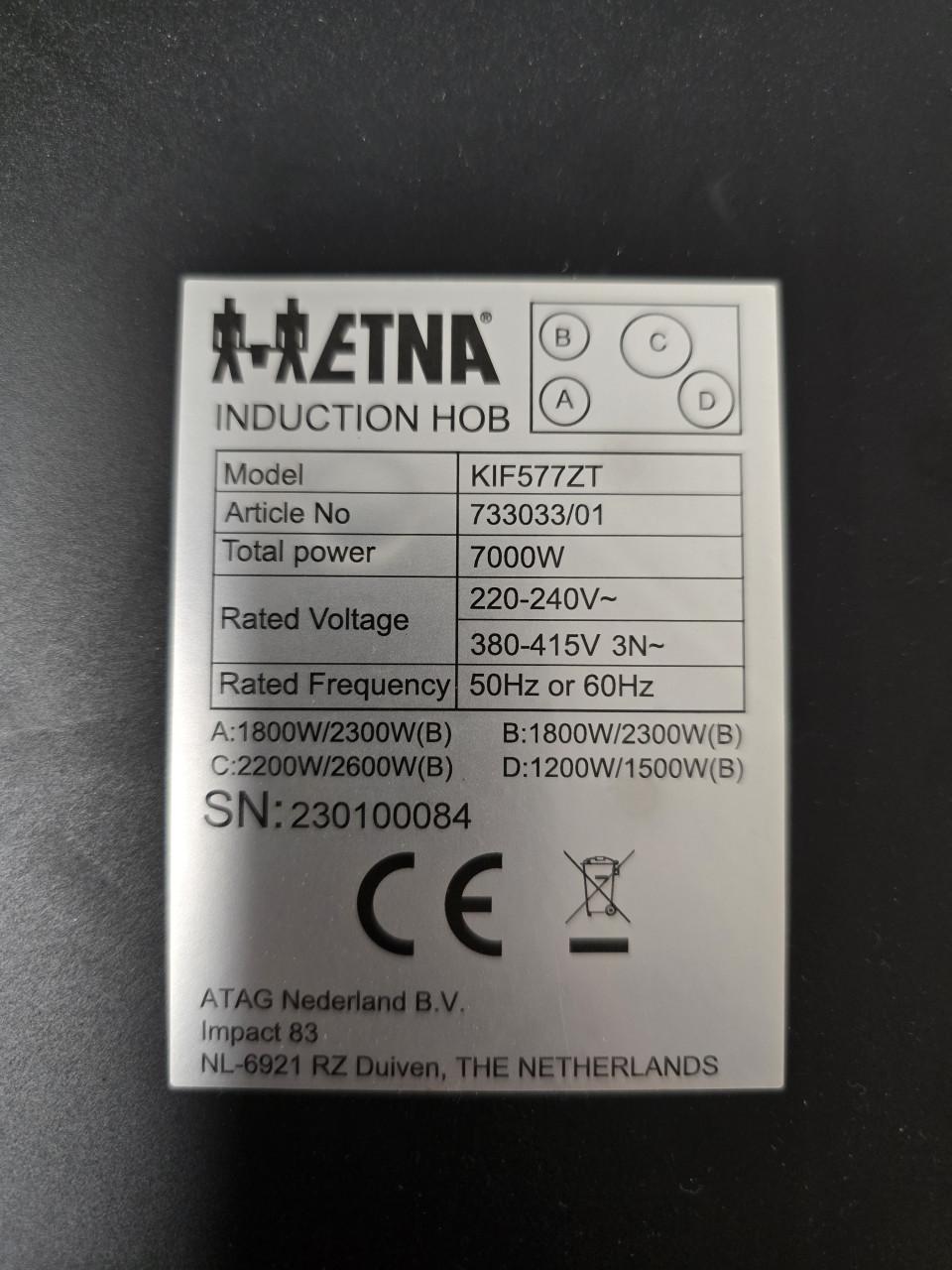 ETNA KIF577ZT inductie kookplaat
