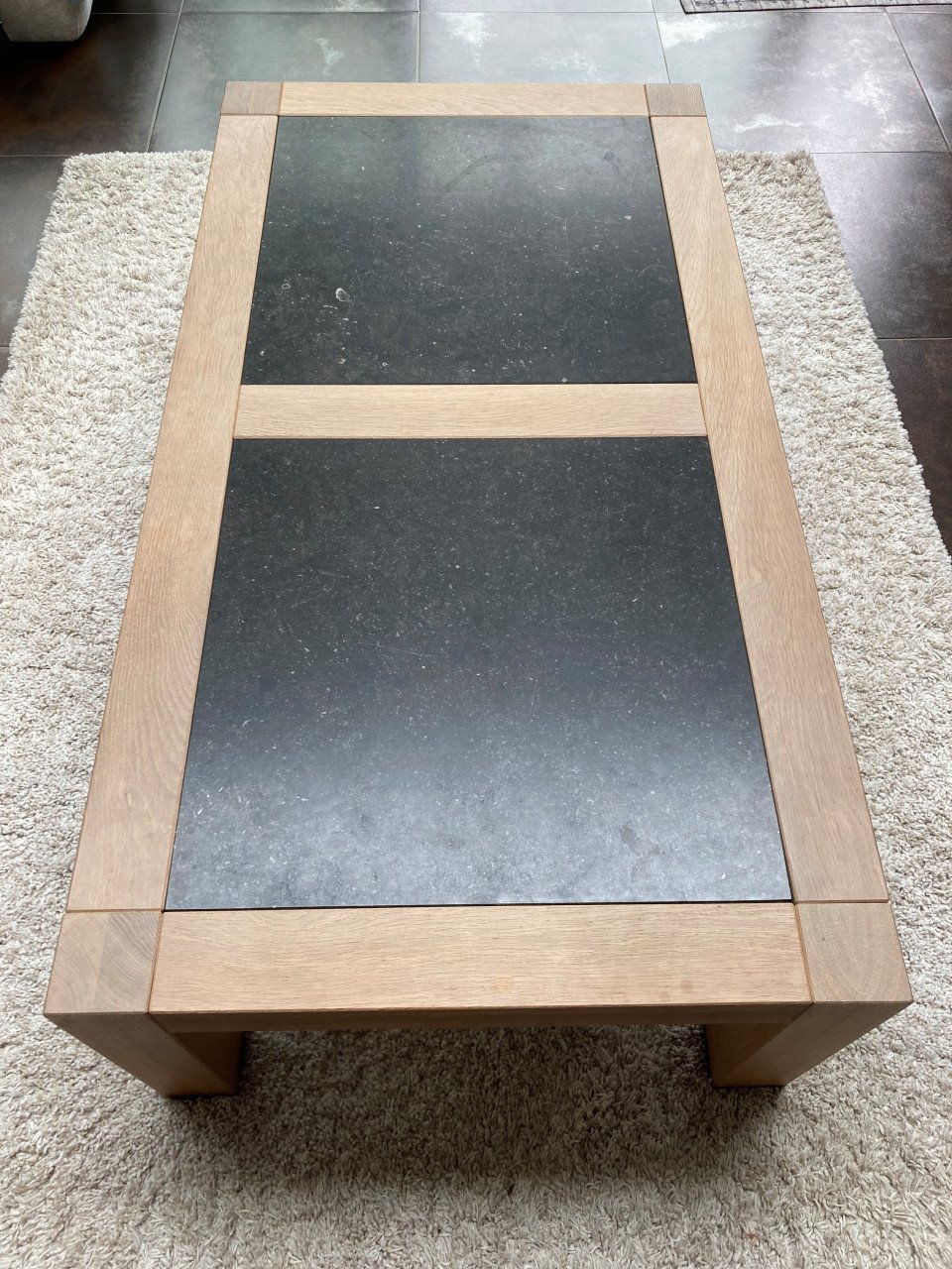 Massief eiken salontafel whitewash