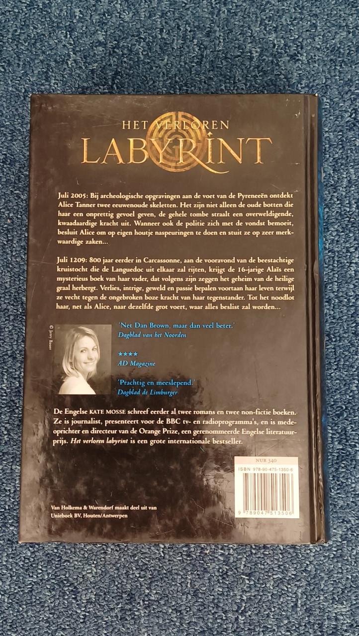Boek thriller: Het verloren Labyrint van Kate Mosse met harde cover.