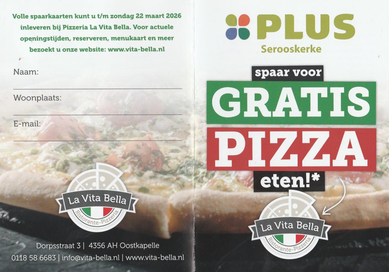 5 volle spaarkaarten Plus Pizza-aktie La Vita Bella