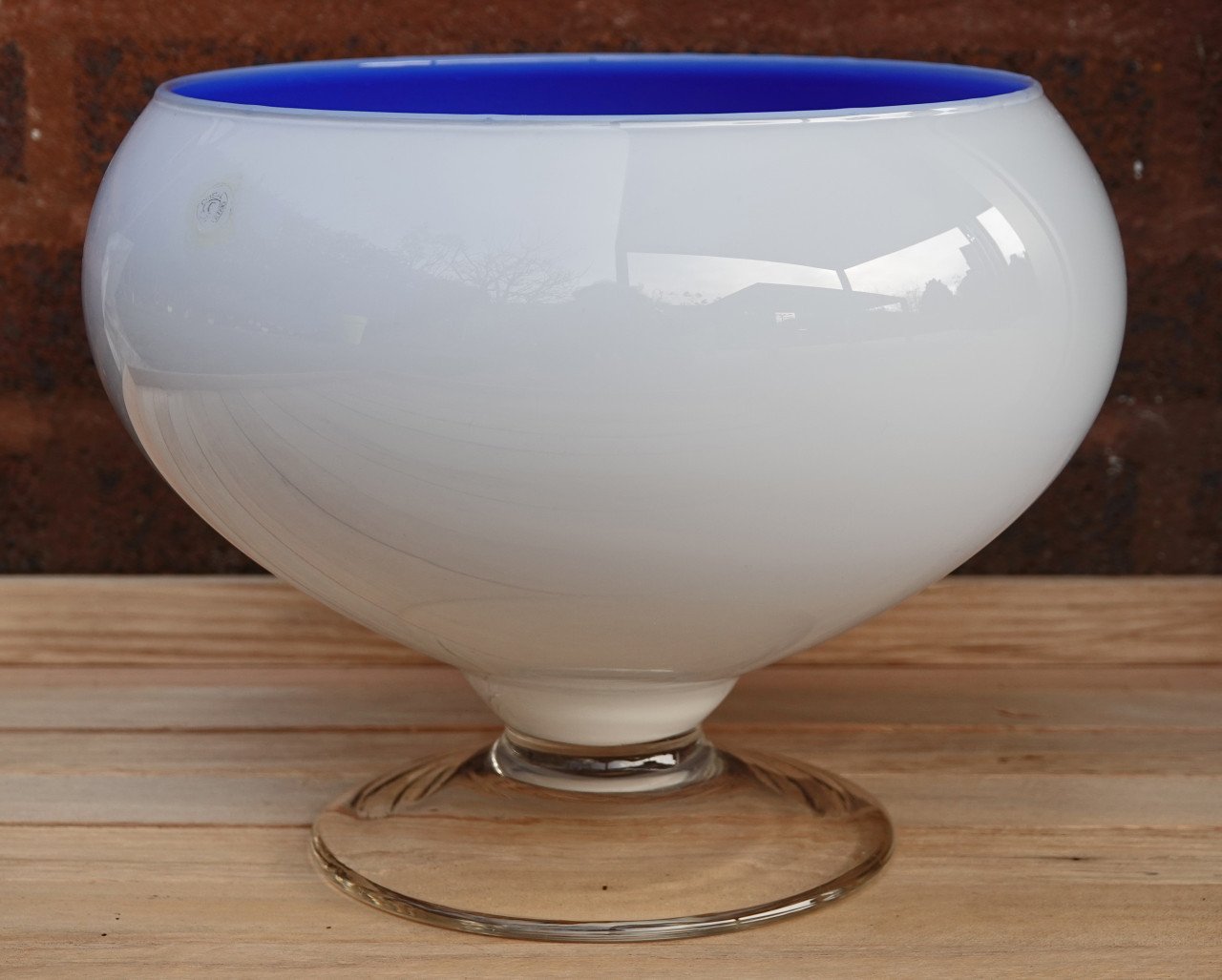 Grote Arti Cristal Vetro, (planten)pot op voet, pastelblauw