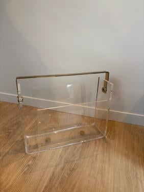 Vintage lectuurbak met messing - 70s Hollywood Regency