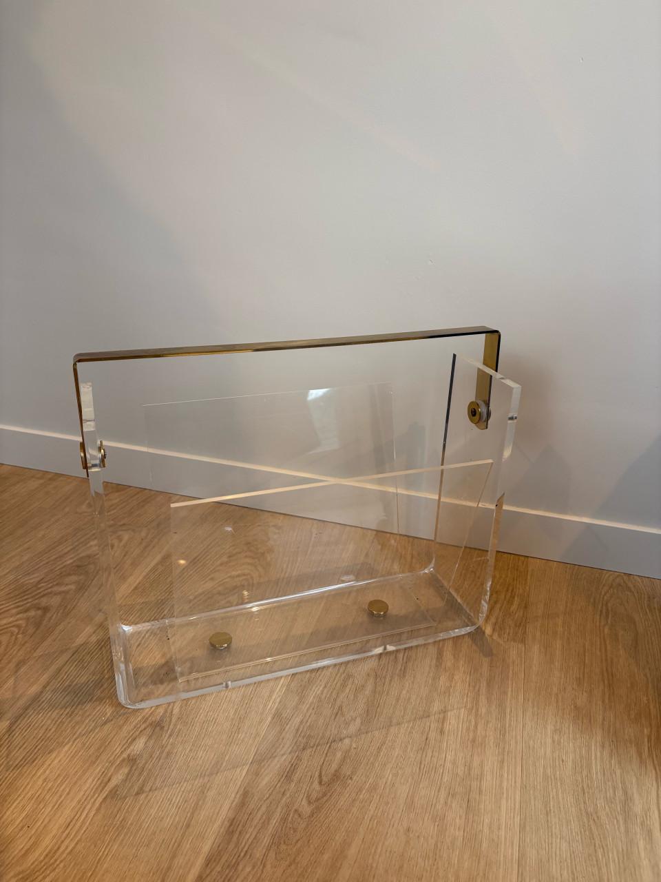 Vintage lectuurbak met messing - 70s Hollywood Regency