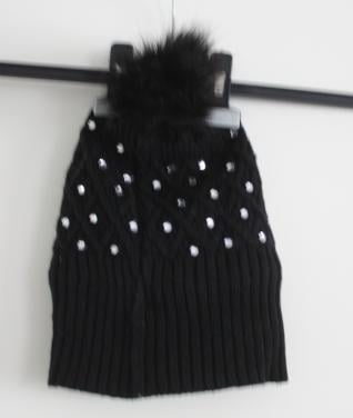 Zwart muts met glittersteentjes