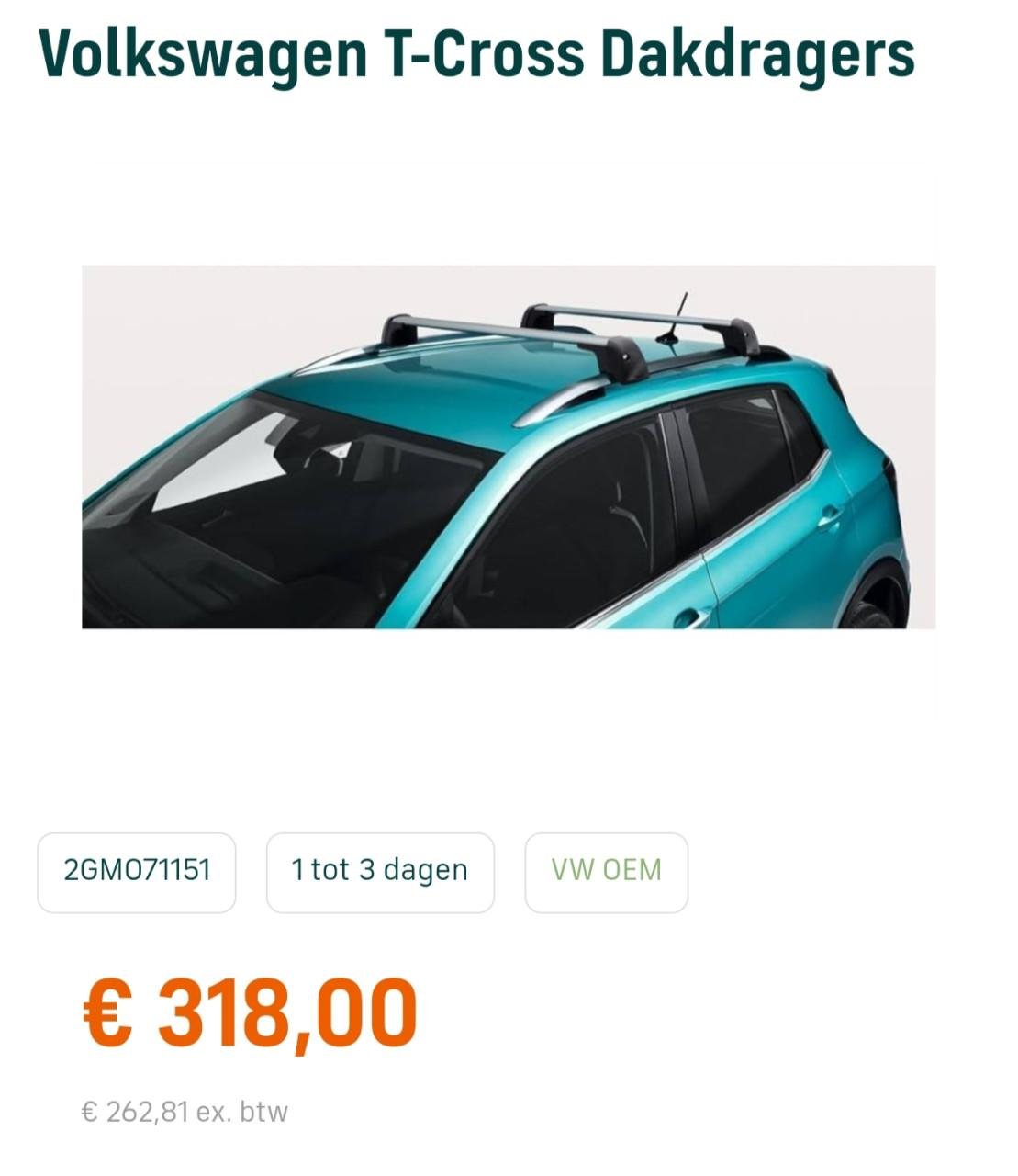 Officiële Volkswagen dakdragers voor de T-cross