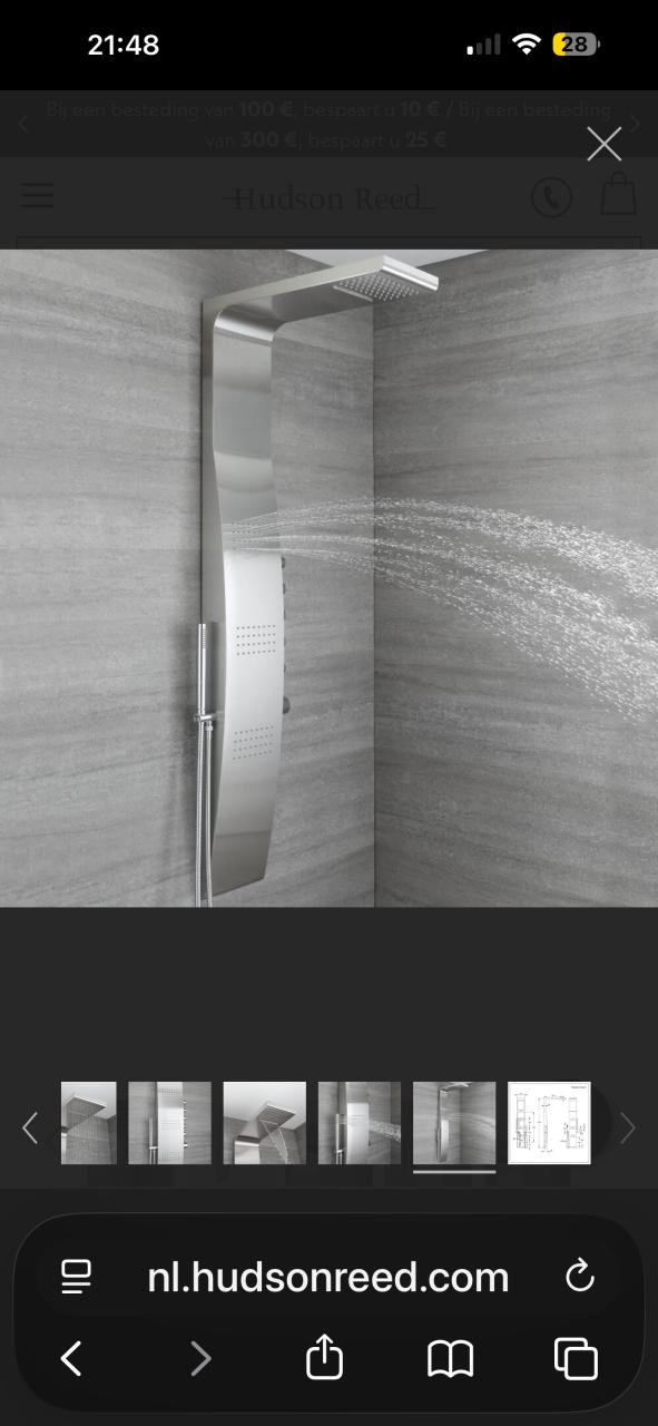 Hudson Reed douche paneel RVS