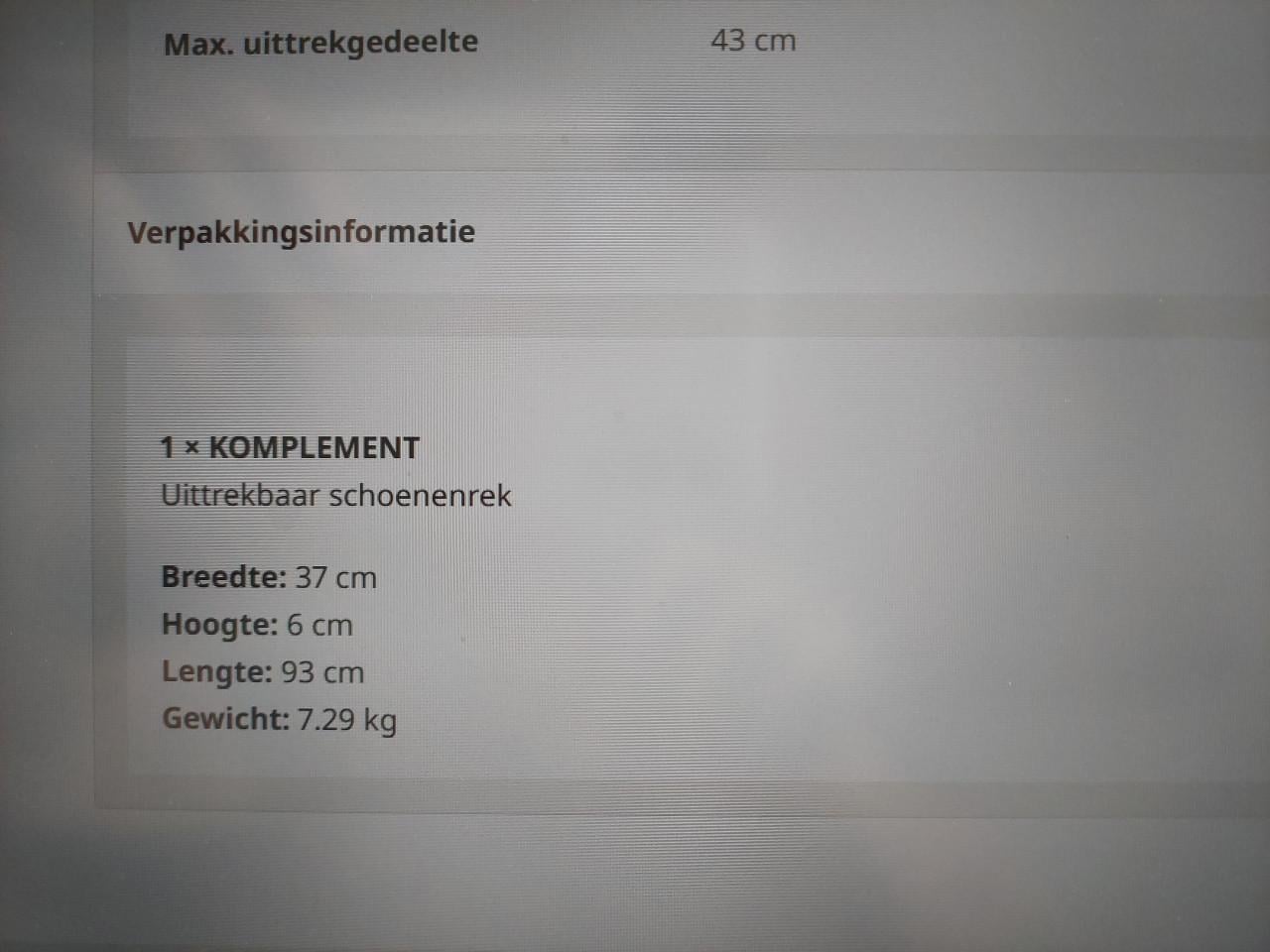 Uittrekbaar schoenenrek Komplement