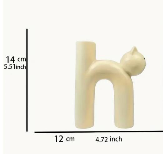 Bloemenvaasje kat crème