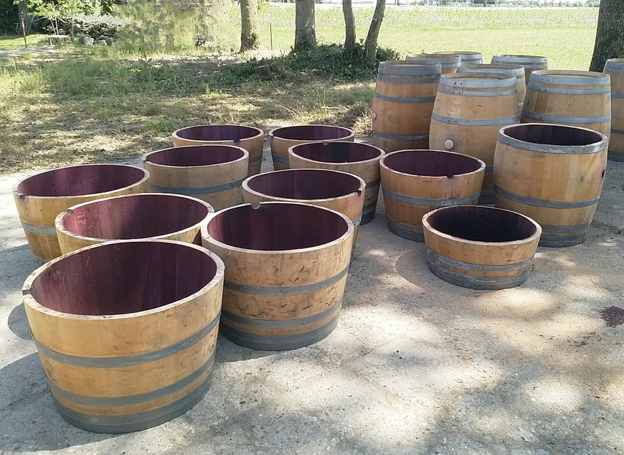 Eikenhouten kuipen, zware bloembakken