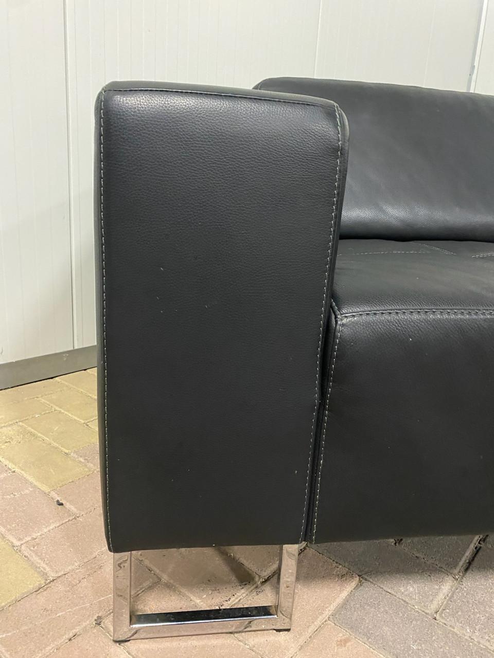 Piet Klerkx Zwarte Echt Leren Hoekbank – Comfortabele Zit – Ruime Hoek – Gr