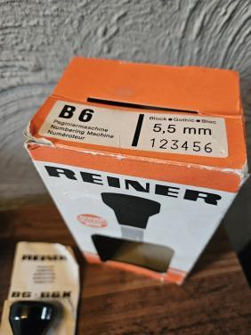 Vintage Reiner Nummereerstempel B6-6K in originele doos
