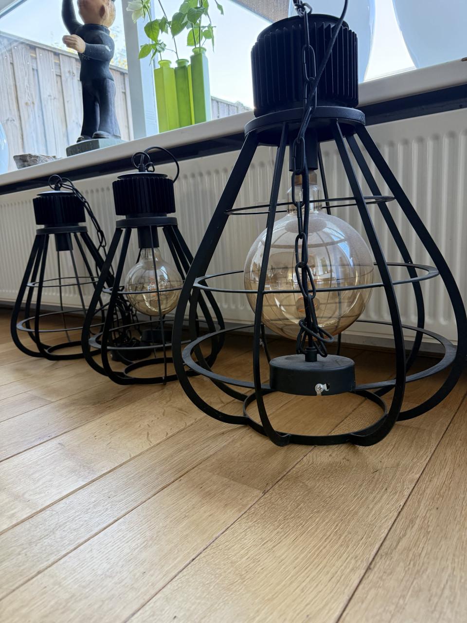 Industrieel set hanglampen – set van 3 stuks