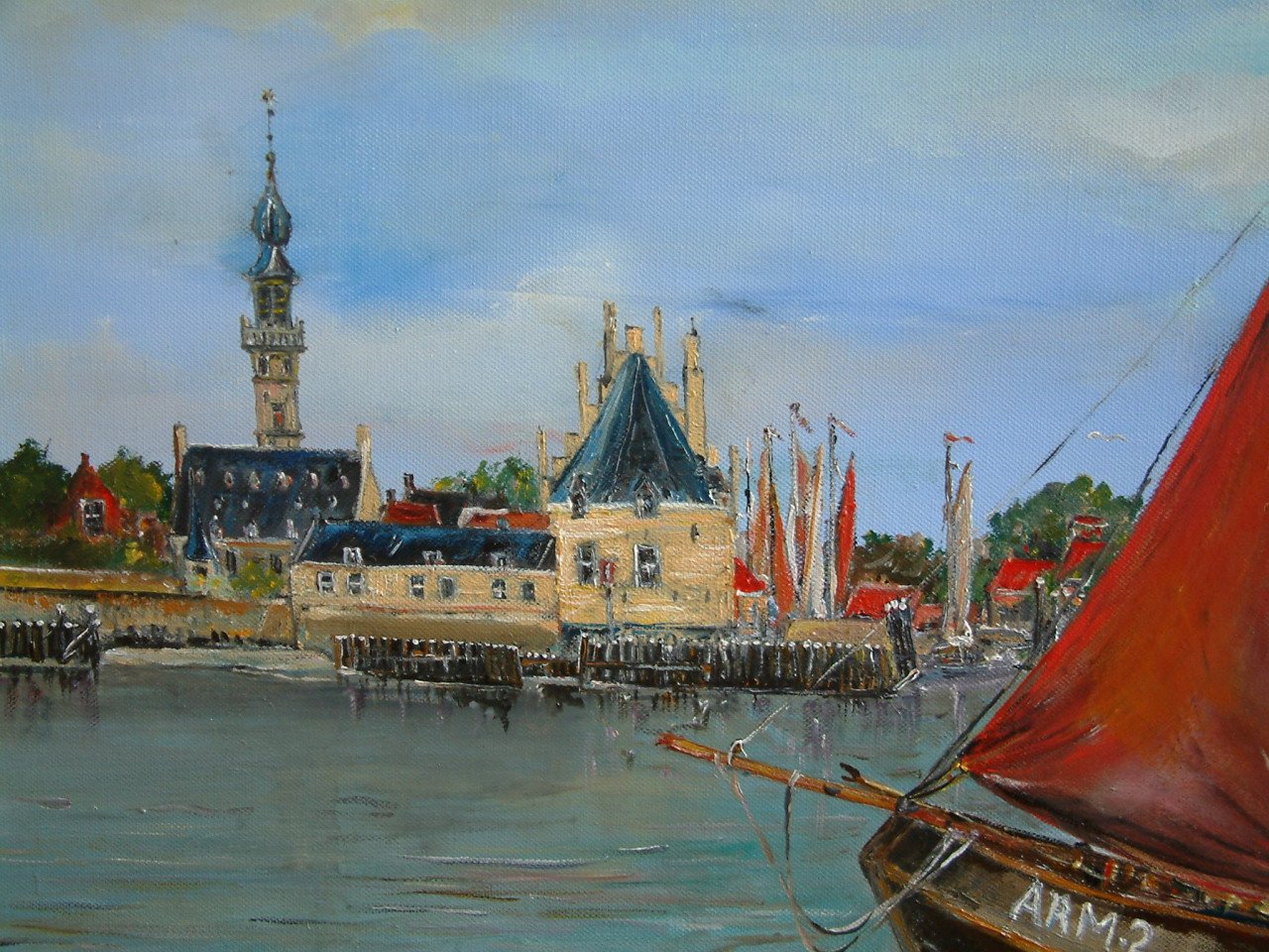 Water en wind  schilderijen olie verf  Jac Caljouw  Arnemuiden