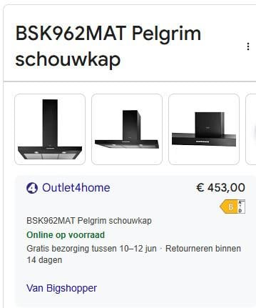 Afzuigkap Pelgrim BSK962 mat zwart 90 cm breed NIEUW