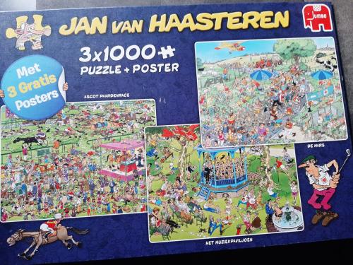 Van haasteren 3x1000 stukjes asco paardenrace, de mars, het muziekpaviljoen