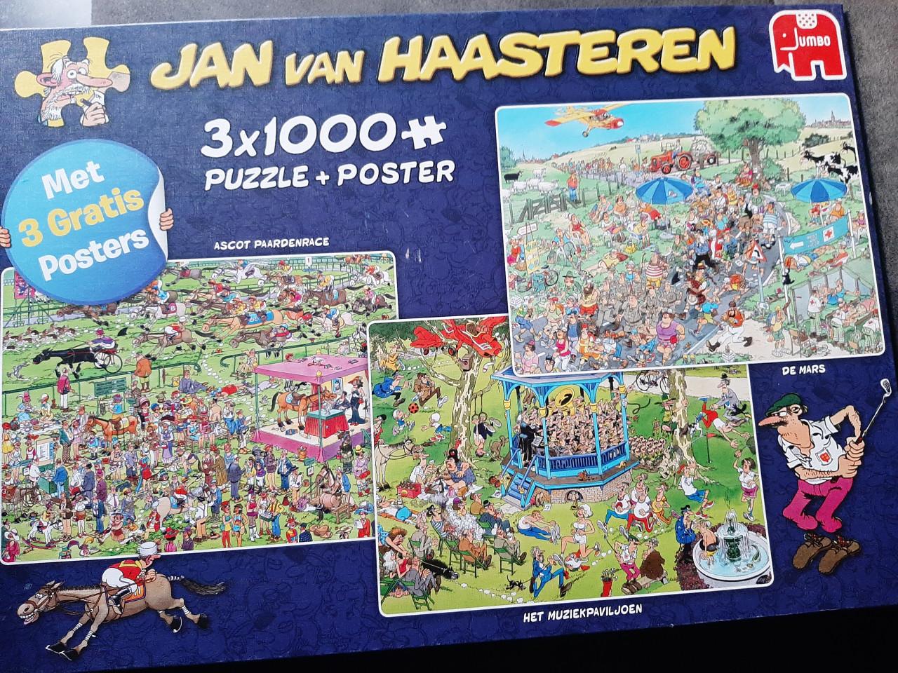 Van haasteren 3x1000 stukjes asco paardenrace, de mars, het muziekpaviljoen