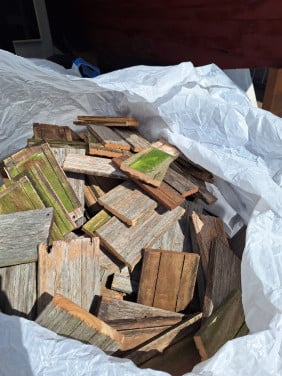 Haardhout - Bigbag vol met hardhouten planken & balken. max lengte 25cm