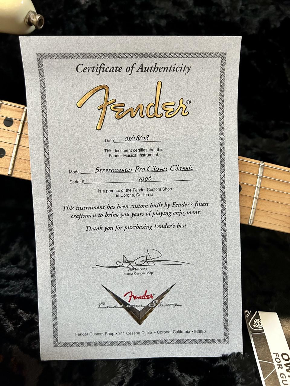 Fender Custom Shop Stratocaster pro closet classic