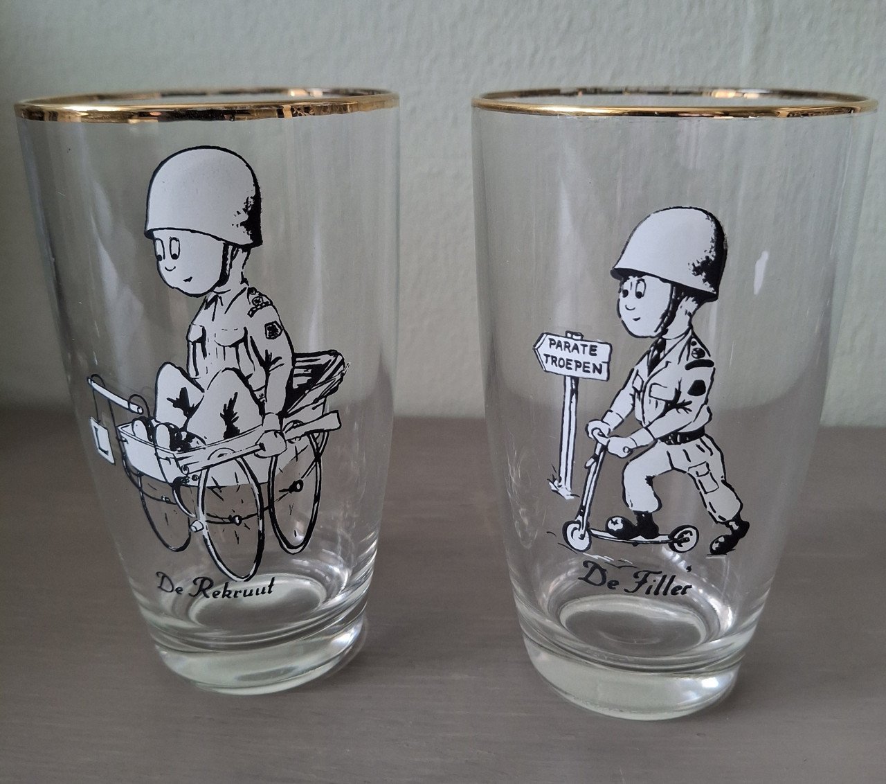 Vintage Defensie Glazen, 6 x