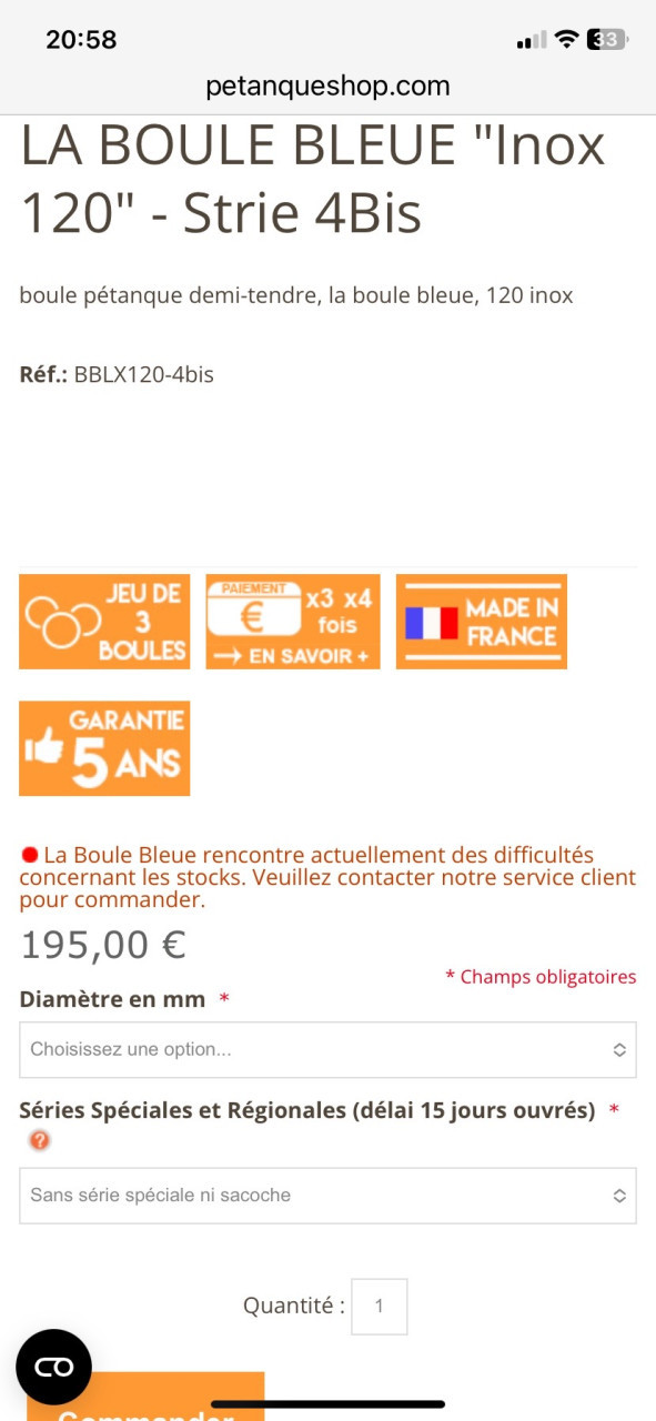 Jeux des Boules ballen met tasje Boules Bleu