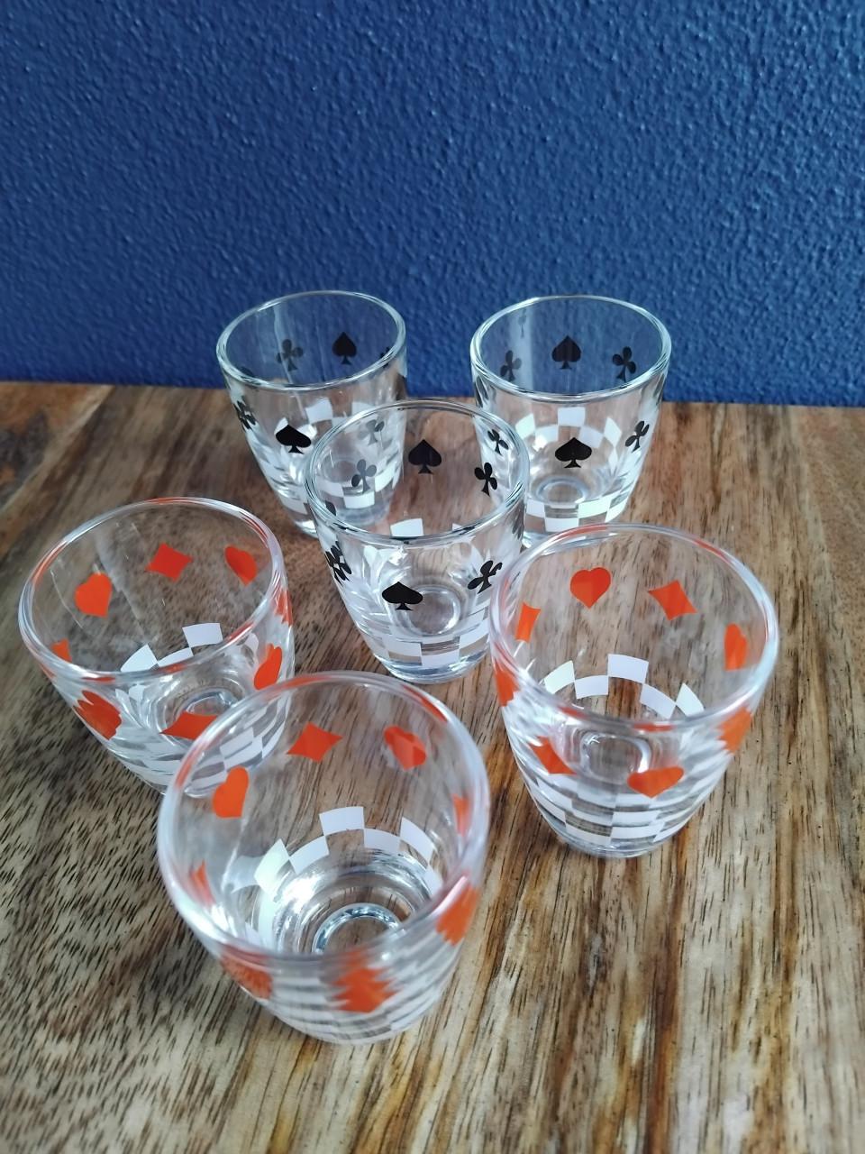Vintage Borrelglaasjes Speelkaartmotief