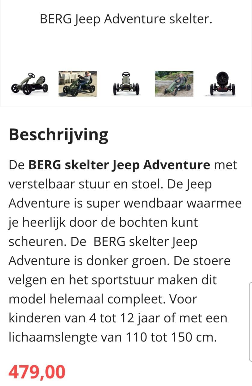 Mooie goede BERG Skelter Adventure Jeep