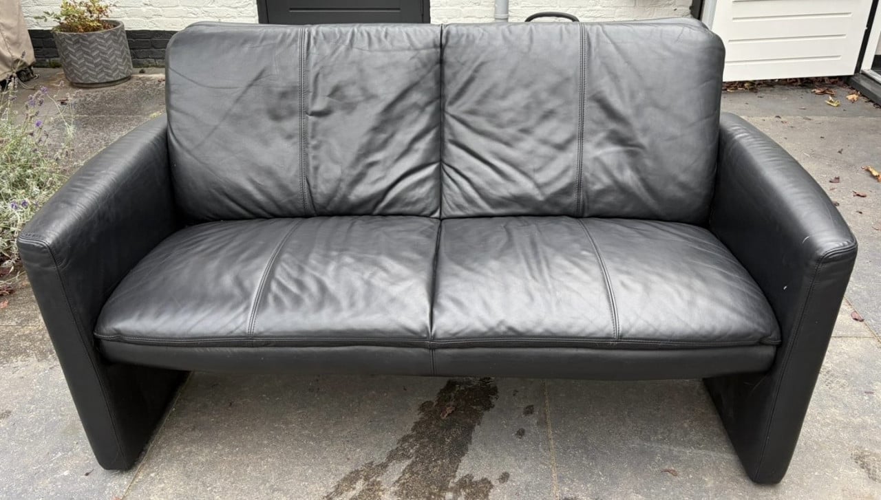 Zwart Leren 2,5 zitsbank Leolux
